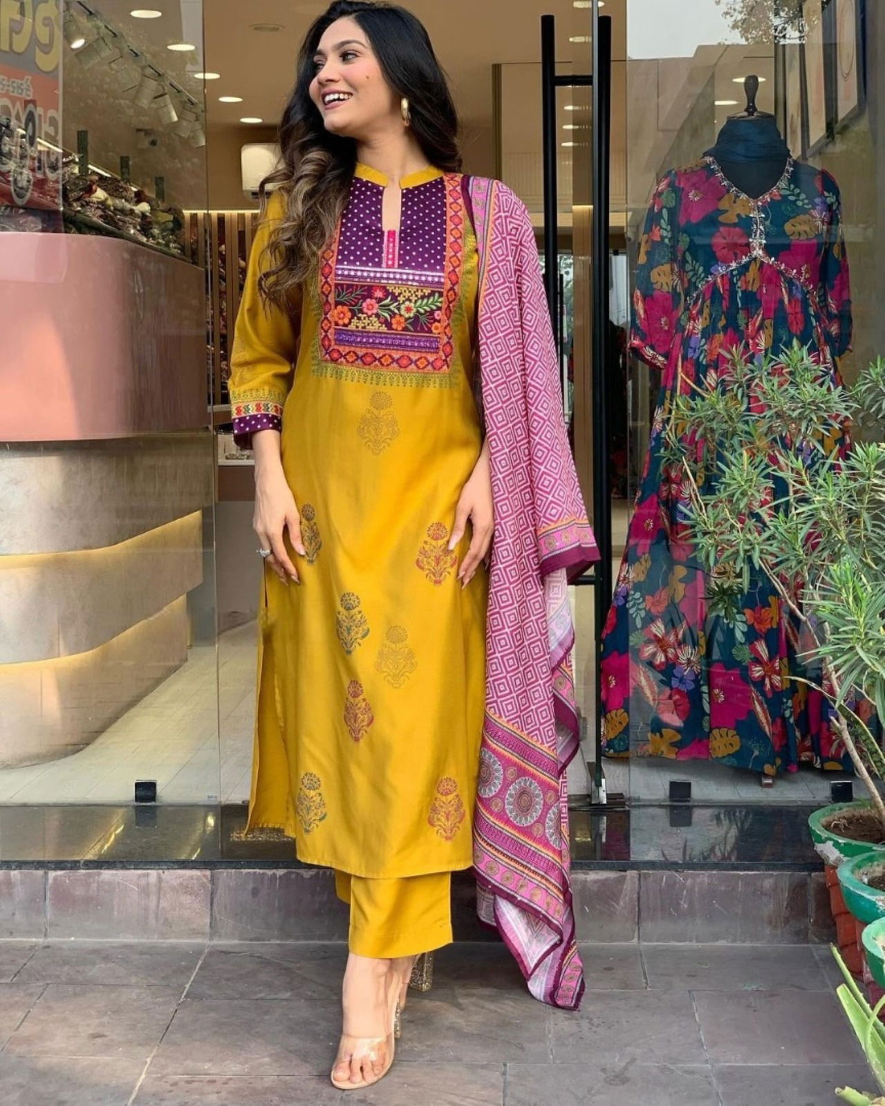 Kalaai Designer Chanderi Printed Kurti With Bottom Dupatta Catalog